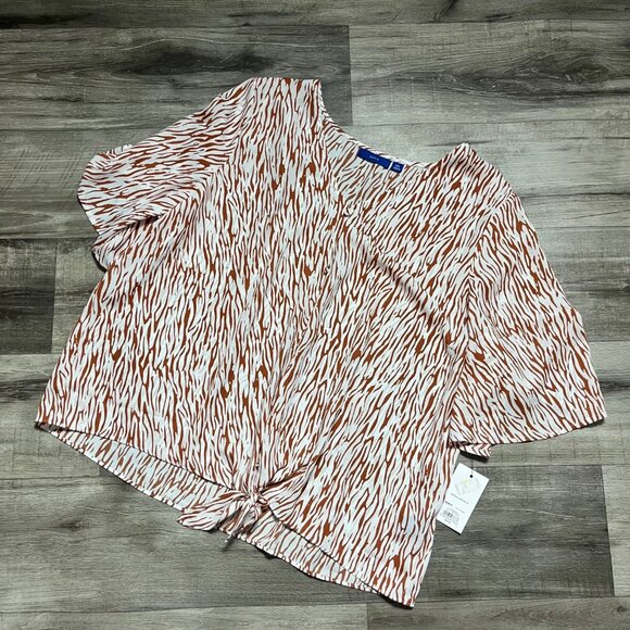 Apt 9 Short Sleeve Waist Tie Blouse Tiger Multi NWT Women’s Size XXL - Picture 1 of 6
